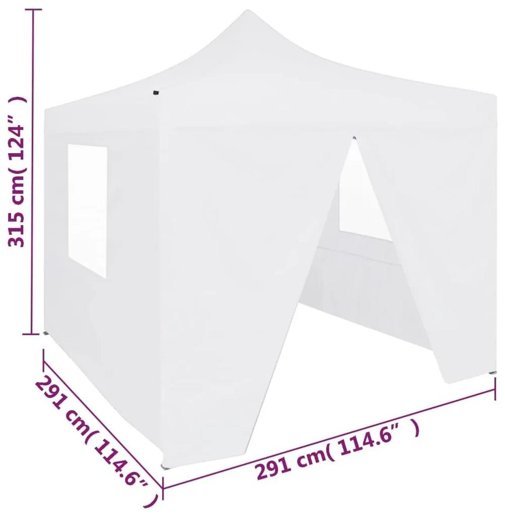 Κιόσκι Πτυσσόμενο με 4 Πλευρικά Τοιχώματα Λευκό 3x3 μ. Ατσάλινο - Λευκό