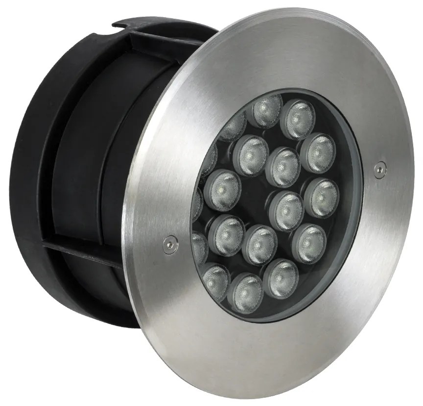 GloboStar UNDERGROUND-SINA 90573 Χωνευτό Φωτιστικό Σποτ Δαπέδου LED 18W 1530lm 15° DC 24V Αδιάβροχο IP68 Φ20 x Υ11cm RGBW DMX512 - Ανοξείδωτο Ατσάλι - 3 Χρόνια Εγγύηση - 90573