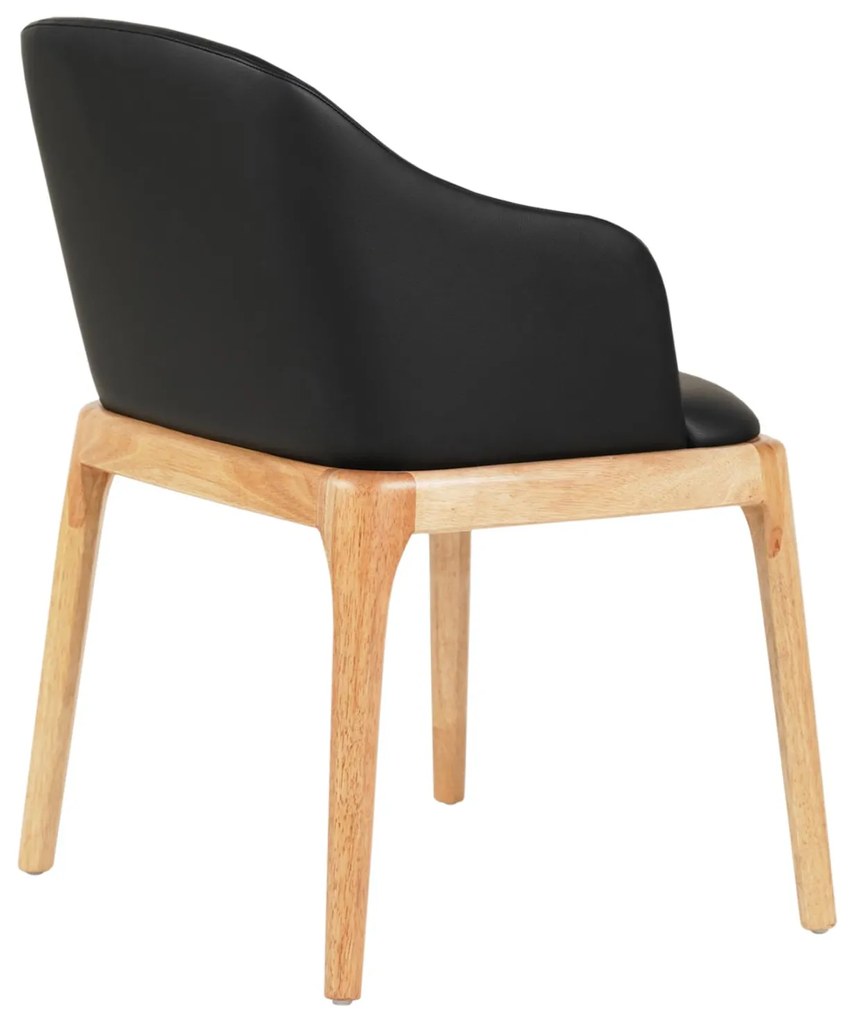 Πολυθρόνα Τραπεζαρίας FURLAN Rubberwood σε Oak-Μαύρο PU 54,5x58x78Υεκ. 54.5x58x78 εκ.