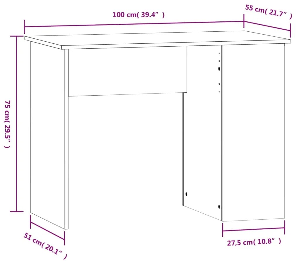 Γραφείο Γκρι Σκυροδέματος 100x55x75 εκ. Επεξεργασμένο Ξύλο - Γκρι