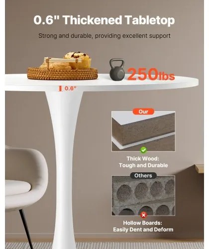 VEVOR 31.5 in Round Dining Table Wood Kitchen Table for 2-4 Person (Only Table)