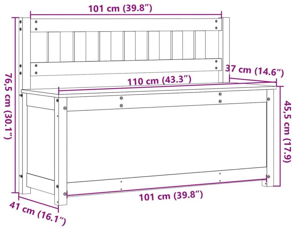 Πάγκος 110 x 41 x 76,5 εκ. από Μασίφ Ξύλο Πεύκου - Καφέ