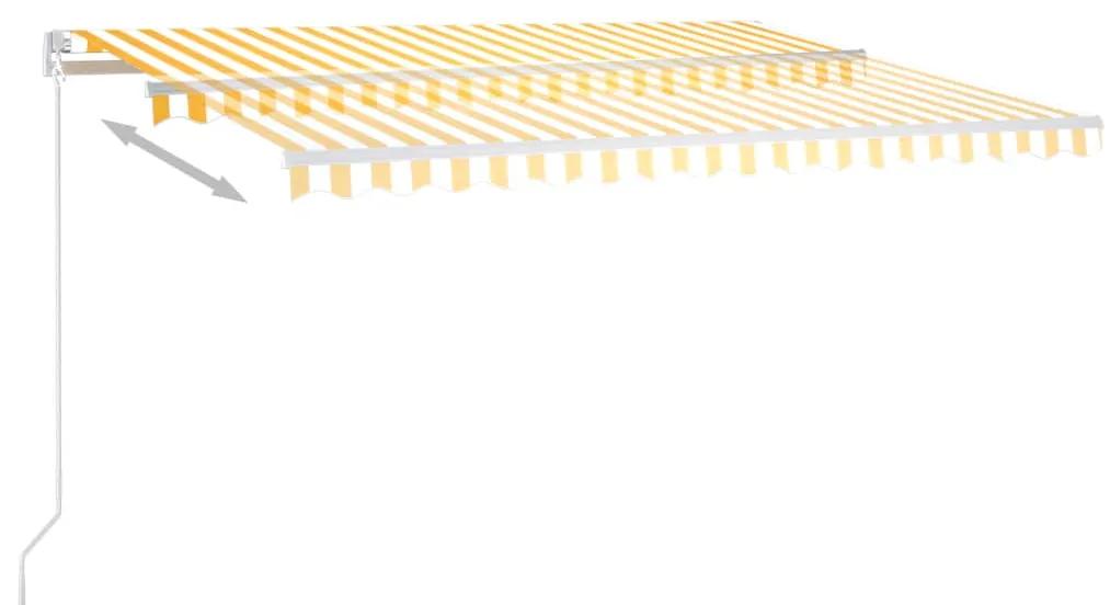 vidaXL Τέντα Αυτόματη με LED & Αισθητήρα Ανέμου Κίτρινο/Λευκό 4,5x3 μ.