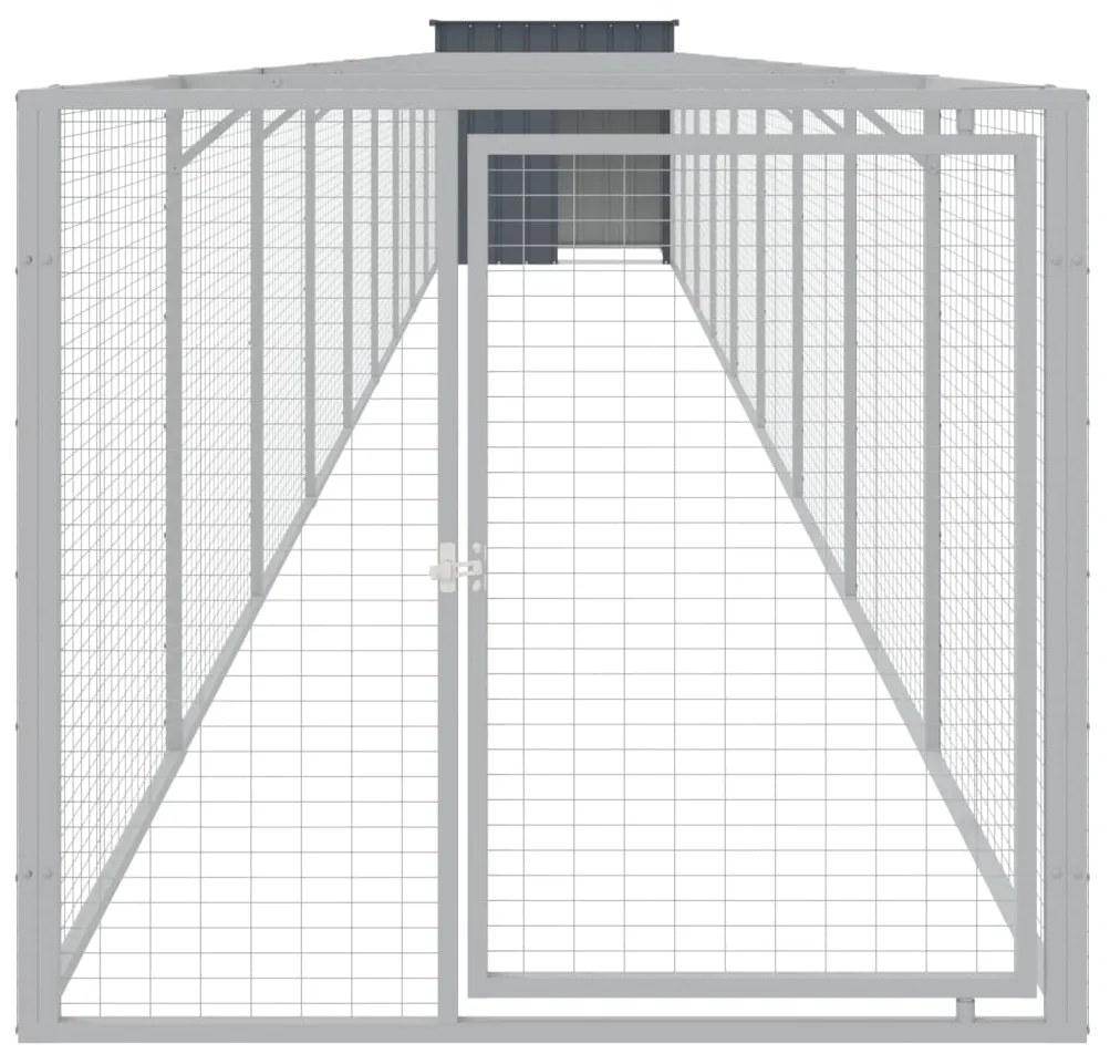 vidaXL Σπιτάκι Σκύλου με Αυλή Ανθρακί 110x1017x110 εκ. Γαλβαν. Χάλυβας