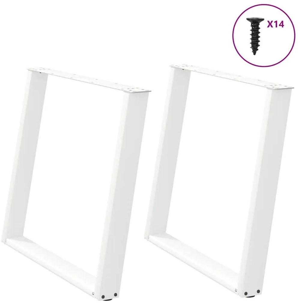 vidaXL Πόδια Τραπεζαρίας σε Σχήμα U 2 τεμ. Λευκά 100x(72-73) εκ. Ατσάλι