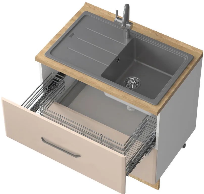 Επιδαπέδιο ντουλάπι νεροχύτη Modena R-90-2MZ-Λευκό - Μπεζ