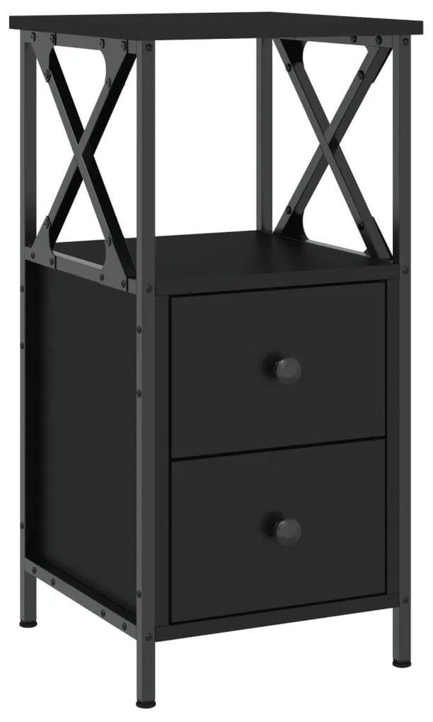 vidaXL Κομοδίνα 2 Τεμ. Μαύρα 34 x 35,5 x 70 εκ. από Επεξεργασμένο Ξύλο
