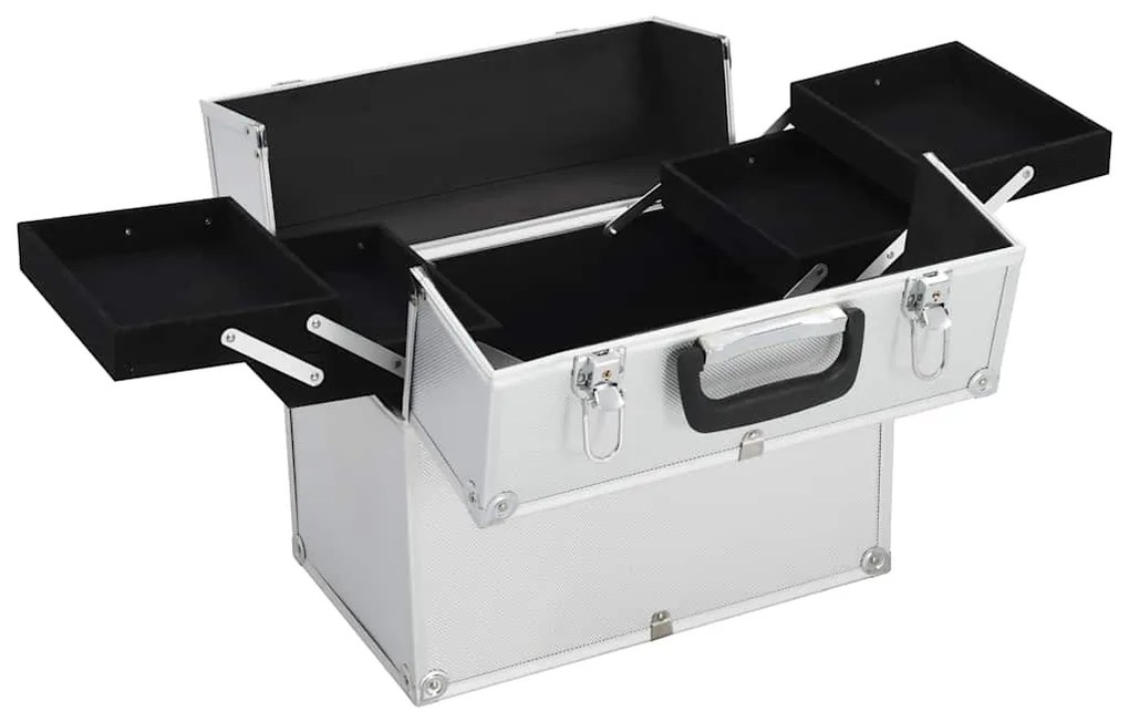 vidaXL Βαλίτσα Μακιγιάζ Ασημί 38x23x34 εκ. Αλουμινίου