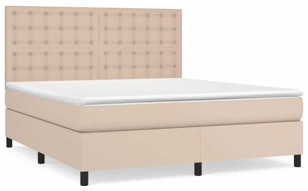 vidaXL Κρεβάτι Boxspring με Στρώμα Καπουτσίνο 160x200εκ.από Συνθ.Δέρμα