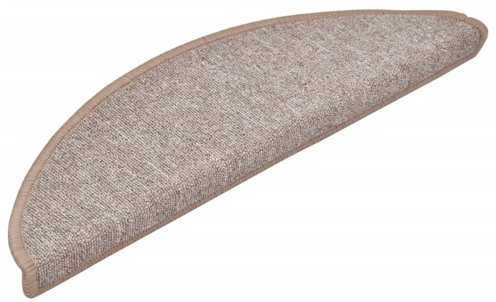 vidaXL Πατάκια Σκαλιών 15 τεμ. Ανοιχτό Καφέ Ημίκυκλα 56x17x3 εκ.