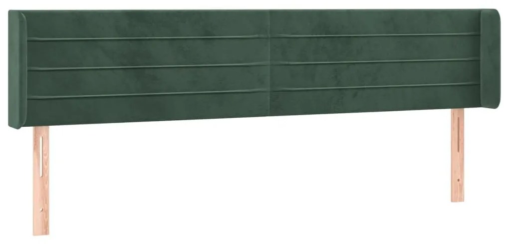 Κεφαλάρι με Πτερύγια Σκούρο Πράσινο 183x16x78/88 εκ. Βελούδινο - Πράσινο
