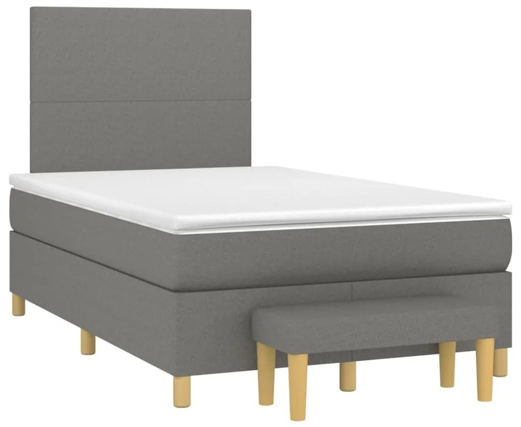 Κρεβάτι Boxspring με Στρώμα Σκούρο Γκρι 120x200 εκ. Υφασμάτινο - Γκρι