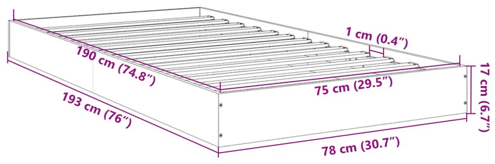 Πλαίσιο Κρεβατιού Χωρ. Στρώμα Sonoma Δρυς 75x190εκ Επεξ. Ξύλο - Καφέ