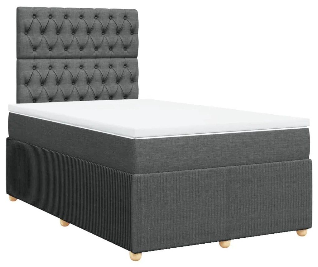 ΚΡΕΒΑΤΙ BOXSPRING ΜΕ ΣΤΡΩΜΑ ΣΚΟΥΡΟ ΓΚΡΙ 120X190 ΕΚ ΥΦΑΣΜΑΤΙΝΟ 3292003