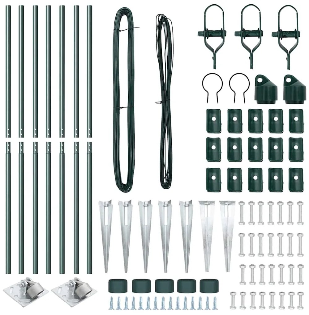 vidaXL Στύλος Περιφράξεων 7 pcs Πράσινο Ατσάλι