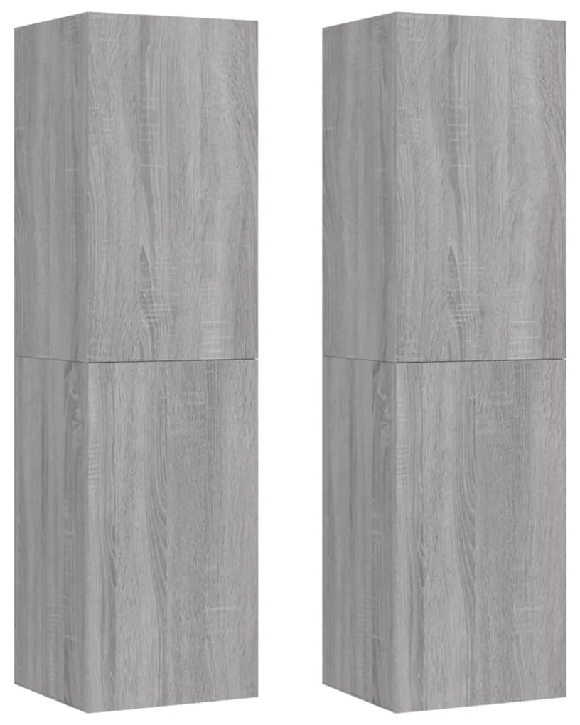 vidaXL Έπιπλα Τηλεόρασης Επιτοίχια 2 τεμ. Γκρι Sonoma 30,5x30x110 εκ.