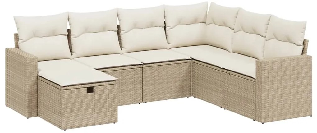 vidaXL Σαλόνι Κήπου Σετ 7 τεμ. Μπεζ Συνθετικό Ρατάν με Μαξιλάρια