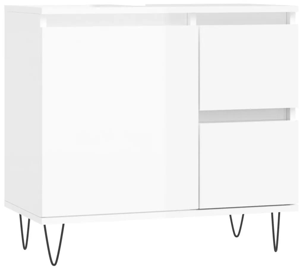 Ντουλάπι Μπάνιου Γυαλιστερό Λευκό 65x33x60 εκ. Επεξεργ. Ξύλο - Λευκό