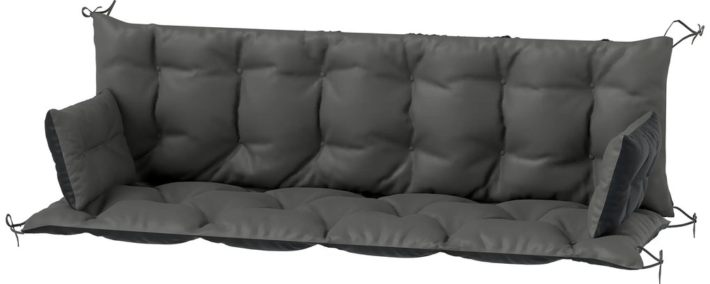 Outsunny Σετ Μαξιλαριών Εξωτερικού Χώρου για Πάγκο ή Κούνια Hollywood, Δίχρωμο, Πολυεστέρας, Αφρός, 180 x 110 x 8 cm, Σκούρο Γκρι