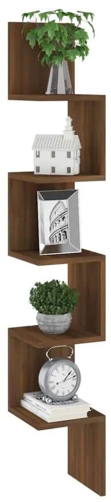 vidaXL Γωνιακή Ραφιέρα Τοίχου Καφέ Δρυς 20x20x127,5 εκ. Επεξεργ. Ξύλο