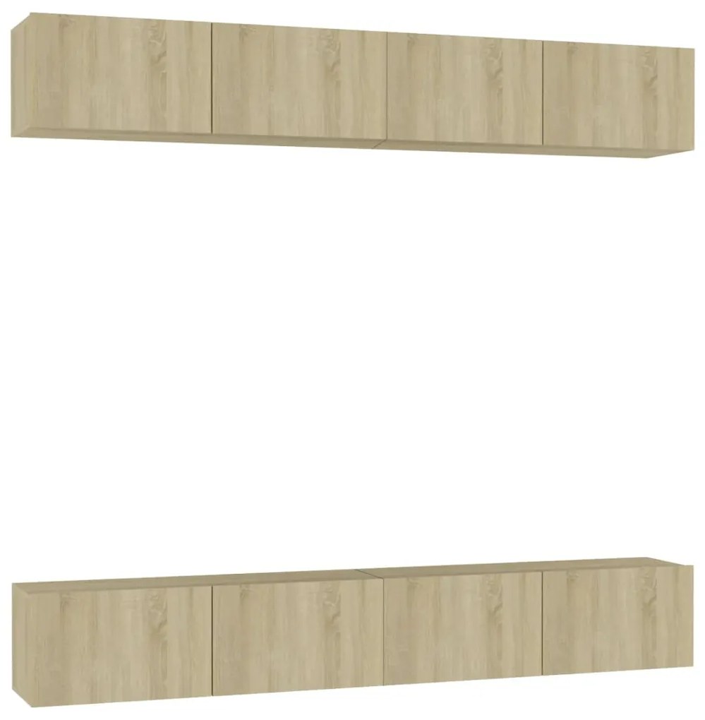 vidaXL Έπιπλα Τηλεόρασης 4 τεμ. Sonoma Δρυς 100x30x30 εκ. Επεξ. Ξύλο