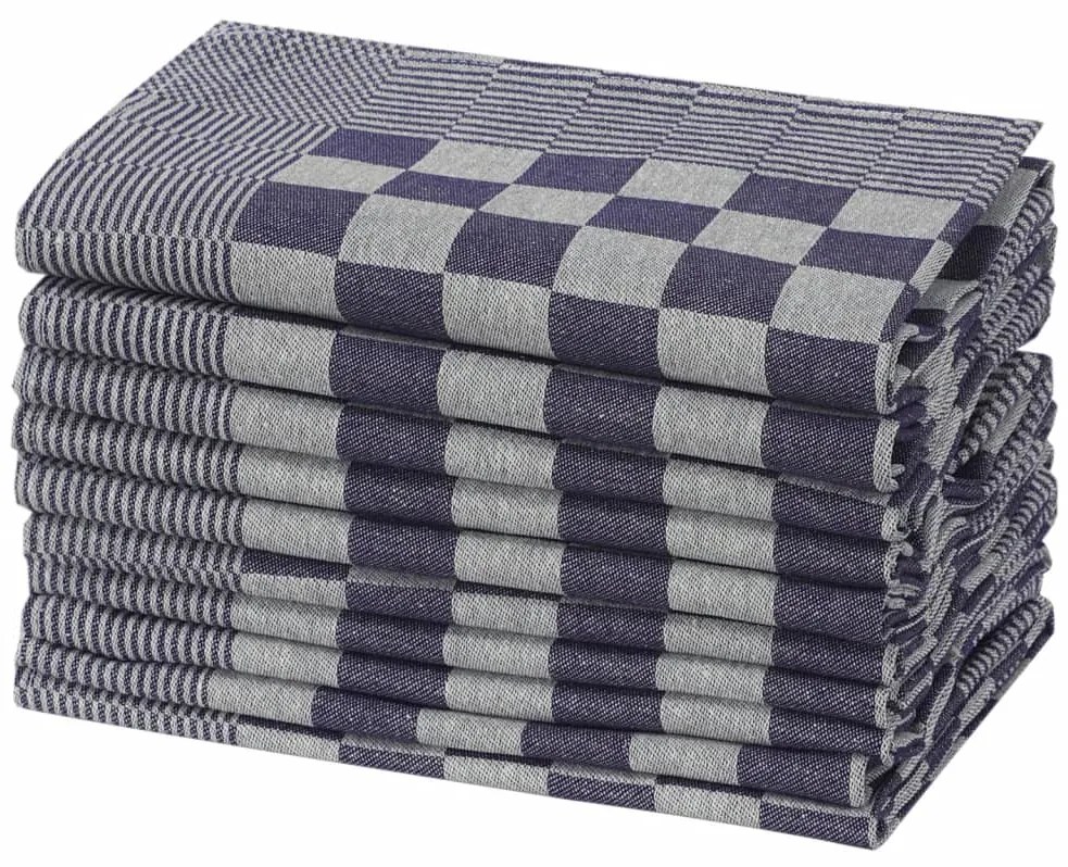vidaXL Πετσέτες Κουζίνας 10 τεμ. Μπλε / Λευκό 50 x 70 εκ. Βαμβακερές
