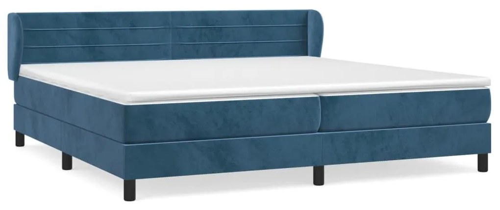 Κρεβάτι Boxspring με Στρώμα Σκούρο Μπλε 200x200 εκ. Βελούδινο - Μπλε