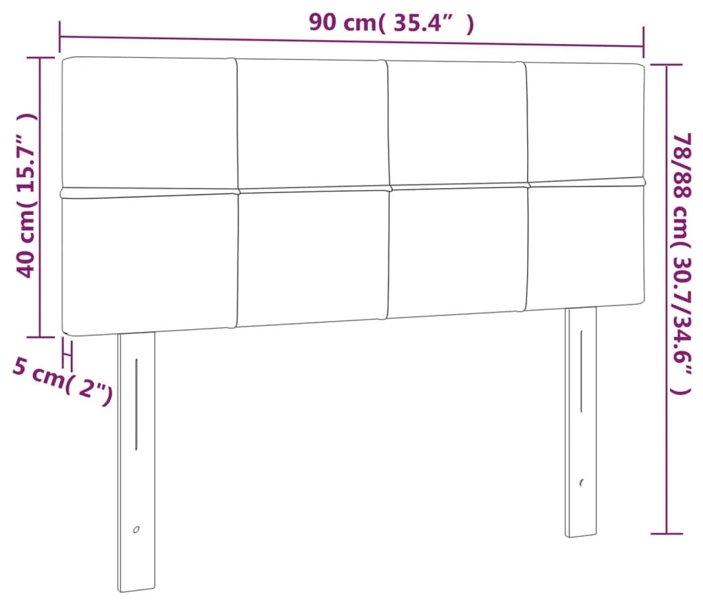 vidaXL Κεφαλάρι Κρεβατιού LED Κρεμ 90x5x78/88 εκ. Υφασμάτινο