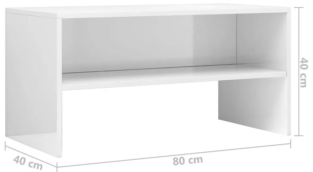 vidaXL Έπιπλο Τηλεόρασης Γυαλιστερό Λευκό 80x40x40 εκ. από Επεξ. Ξύλο