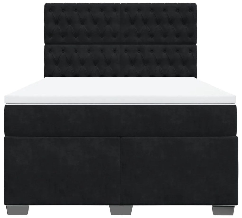 vidaXL Κρεβάτι Boxspring με Στρώμα Μαύρο 140x200 εκ. Βελούδινο