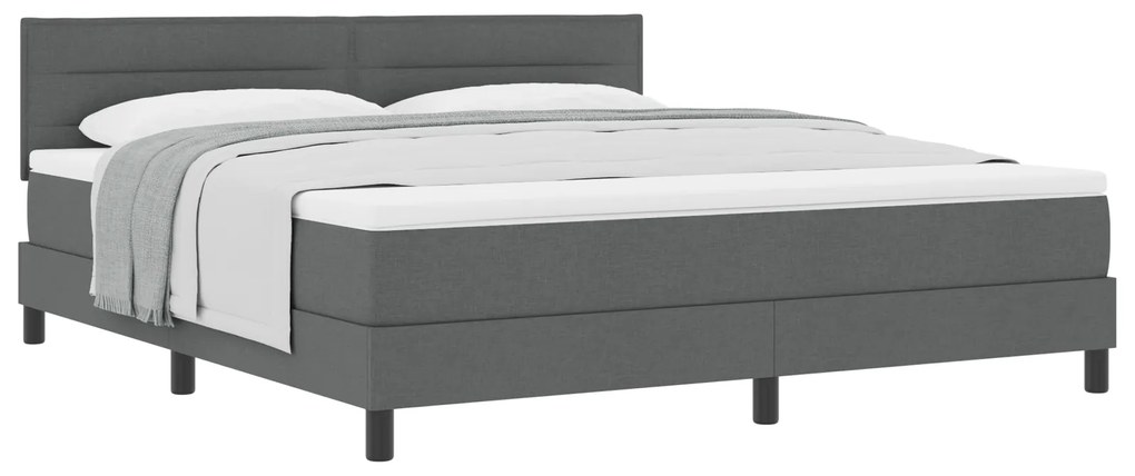vidaXL κρεβάτι Box Spring με στρώμα Σκούρο Γκρι 180x200 εκ Υφασμάτινο
