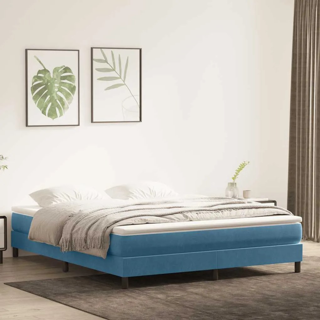 vidaXL Κρεβάτι Boxspring χωρίς Στρώμα Σκούρο Μπλε 180x210 εκ Βελούδινο