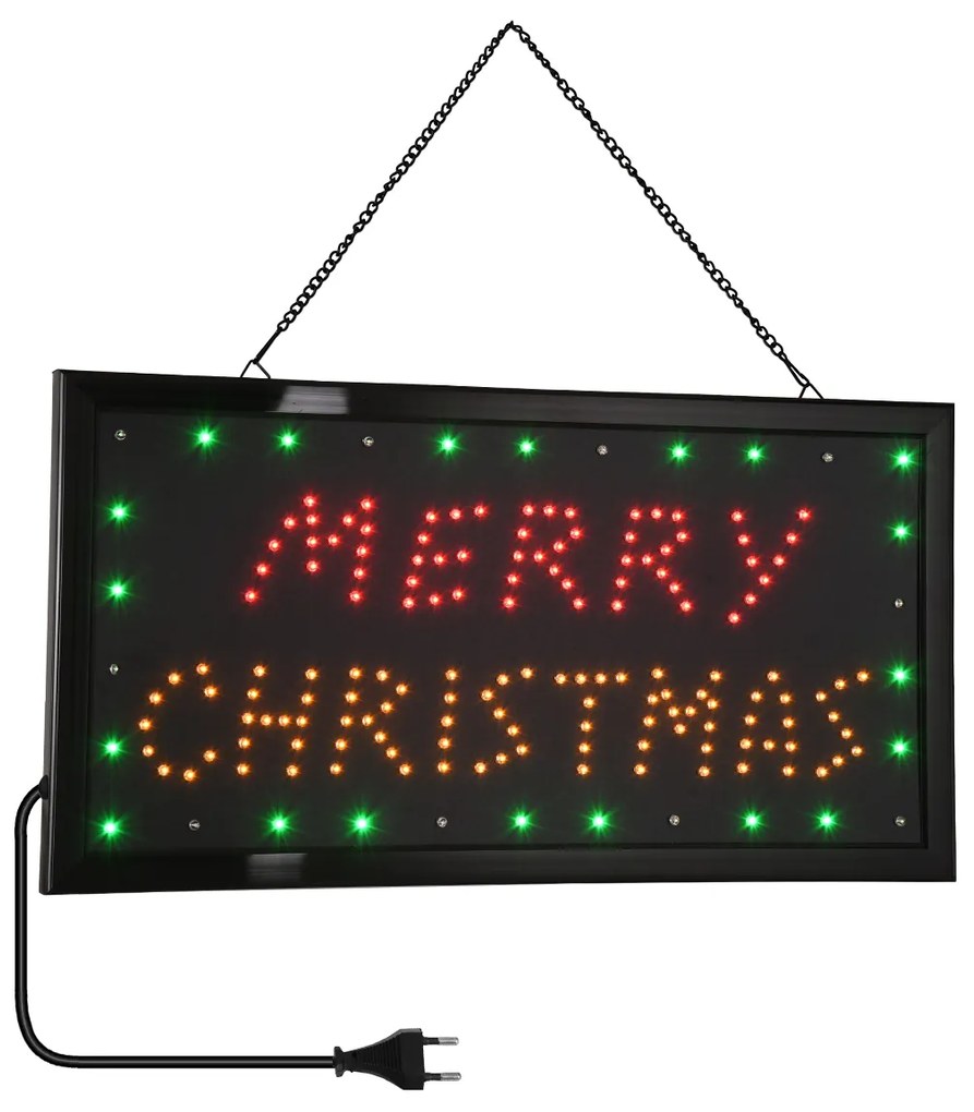 GloboStar® 75695 Φωτιστικό Ταμπέλα LED Σήμανσης MERRY CHRISTMAS με Πρίζα AC 230V Μ48xΠ25xΥ2cm