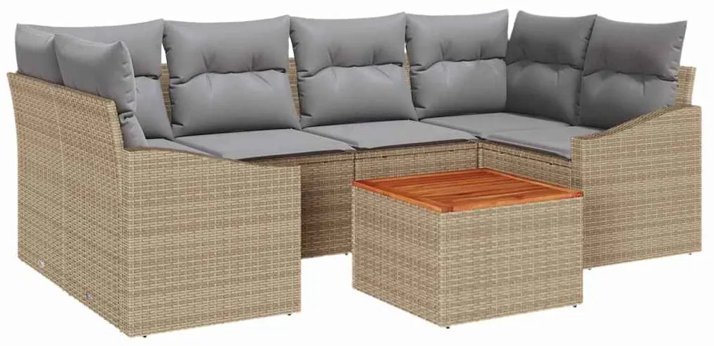 vidaXL Σετ Καναπέ Κήπου 7 pcs Μπεζ, ανοιχτό γκρι