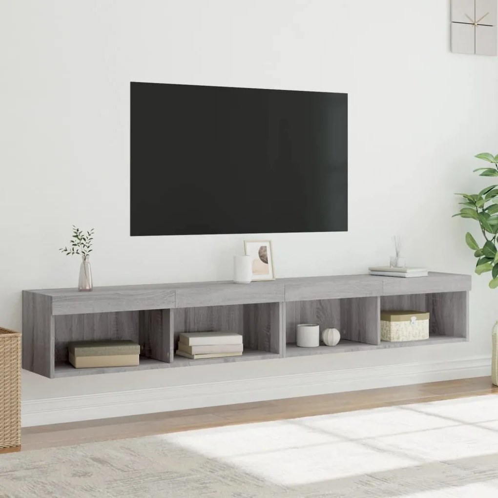 vidaXL Έπιπλα Τηλεόρασης με LED 2 τεμ. Γκρι Sonoma 100 x 30 x 30 εκ.