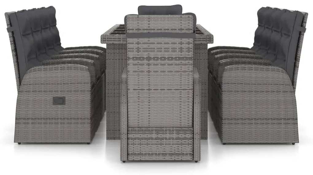 vidaXL Σετ Τραπεζαρίας Εξ. Χώρου 11 τεμ. Γκρι Συνθ. Ρατάν με Μαξιλάρια