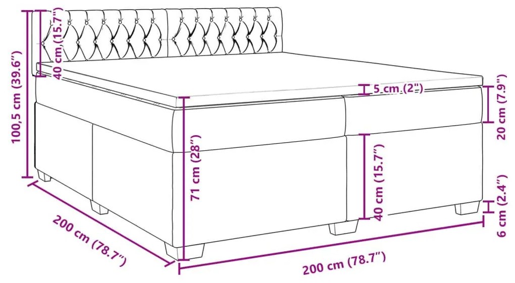 Κρεβάτι Boxspring με Στρώμα Ανοιχτό Γκρι 200x200 εκ. Βελούδινο - Γκρι