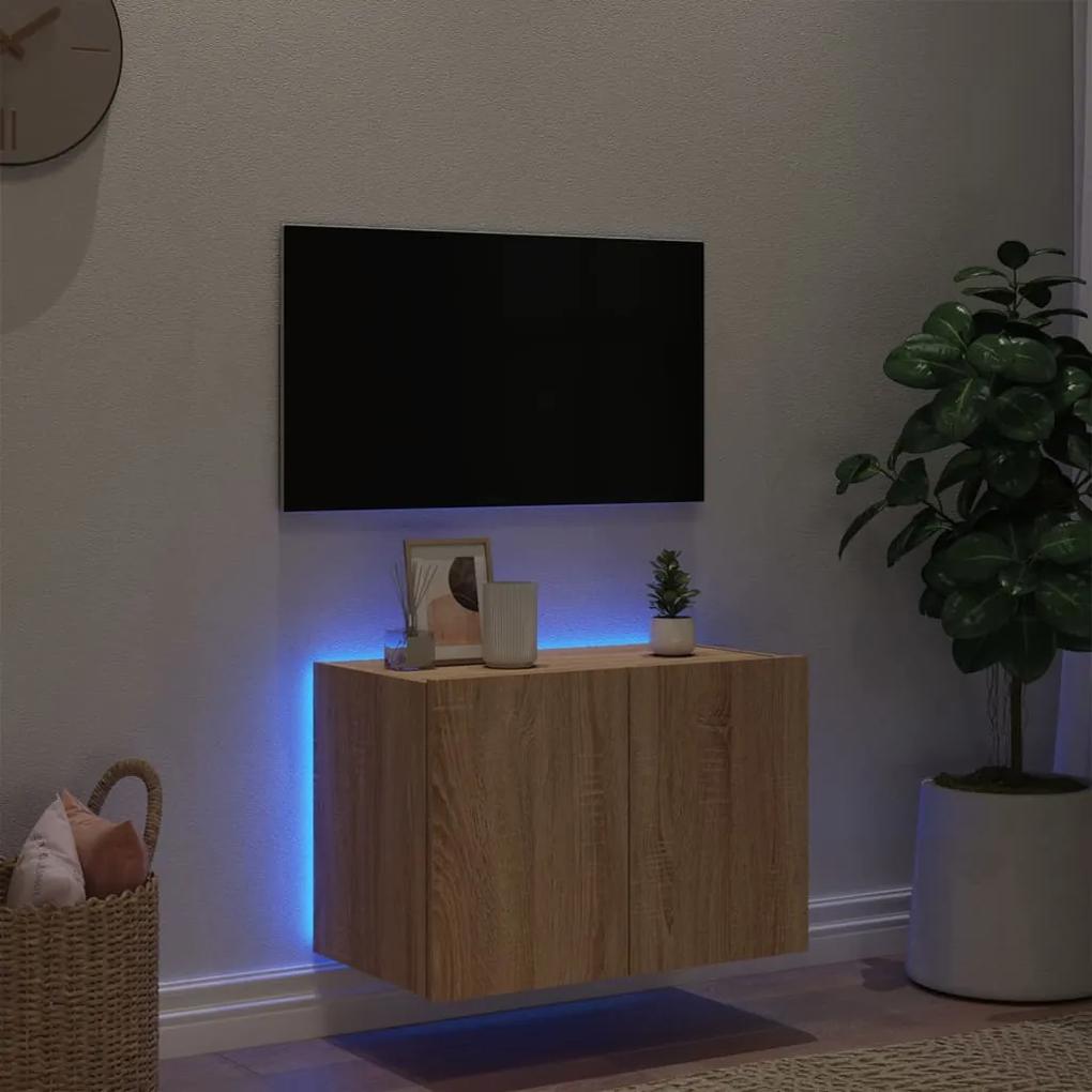 vidaXL Έπιπλο Τοίχου Τηλεόρασης με LED Sonoma Δρυς 60x35x41 εκ.