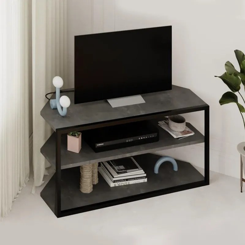 Megapap Έπιπλο Τηλεόρασης Γωνιακό Echo Γκρι Ρετρό 98x37x45εκ.