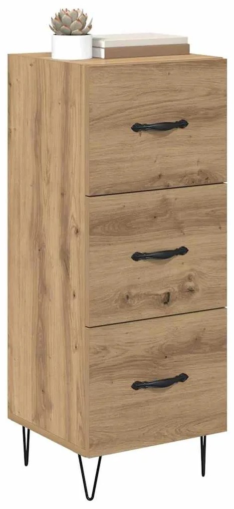 vidaXL Πλαϊνό γραφείο με συρτάρι artisan δρυς 34 x 34.5 x 90 εκ