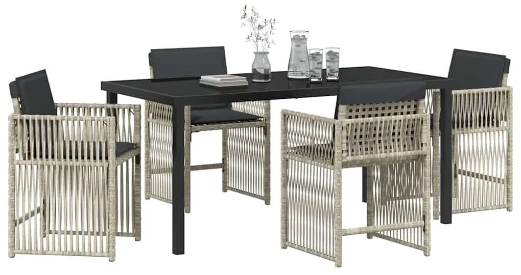 vidaXL Σέτ φαγητού για κήπο 5 pcs Ανοιχτό γκρι