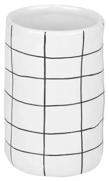 Ποτηράκι Μπάνιου Cage 02-27605 Κεραμικό 7.5x12cm White-Black Estia Κεραμικό