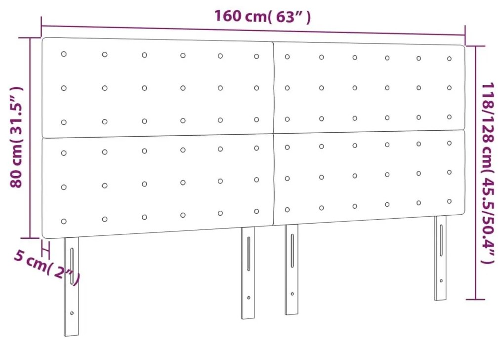 Κεφαλάρια Κρεβατιού 4 τεμ. Λευκά80 x 5 x 78/88εκ.ΣυνθετικόΔέρμα - Λευκό