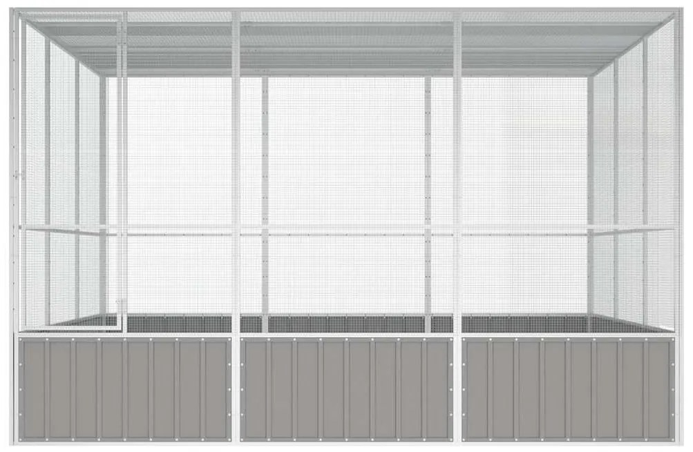 vidaXL Κλουβί Πουλιών Γκρι 302,5x324,5x211,5 εκ Γαλβανισμένο Χάλυβα