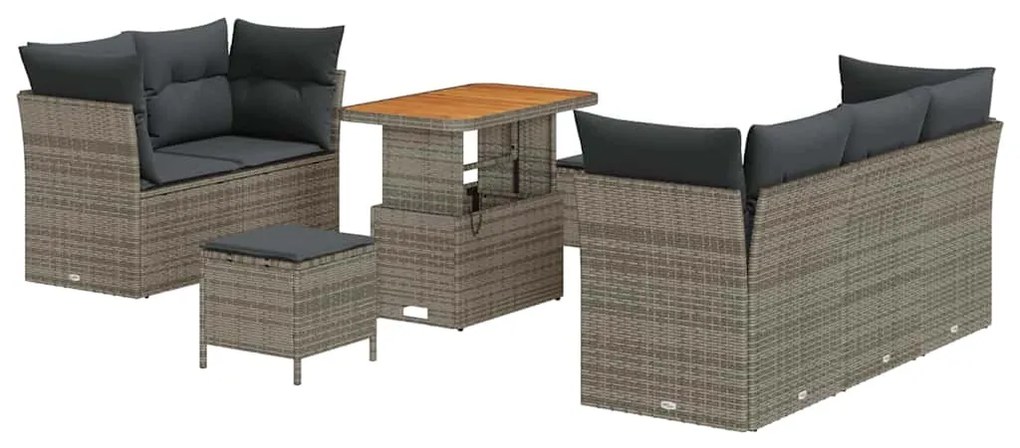 vidaXL Σετ Καναπέ Κήπου Ρυθμιζόμενο ύψος 8 pcs Γκρι συνθετικό ρατάν
