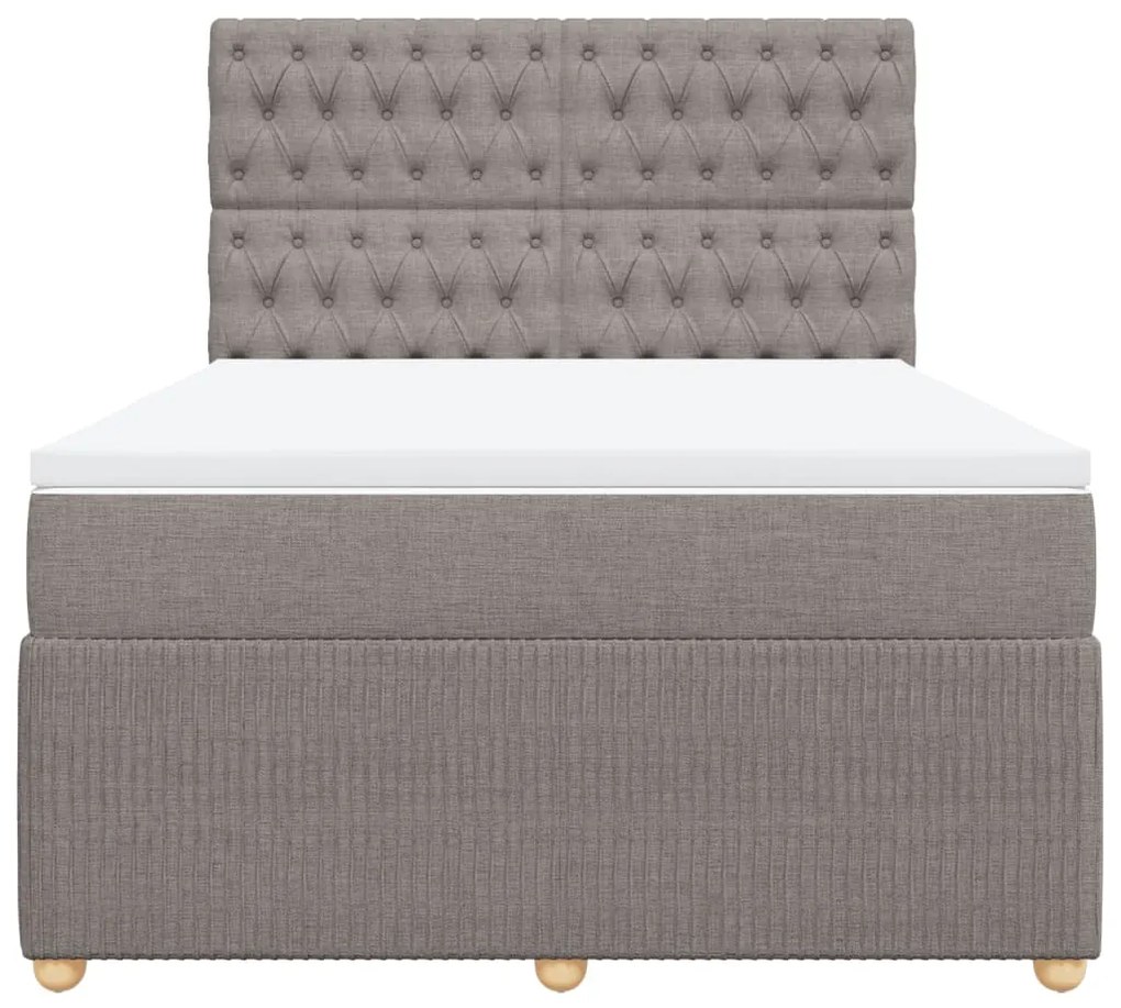 vidaXL Κρεβάτι Boxspring με Στρώμα Taupe 140x190 εκ. Υφασμάτινο