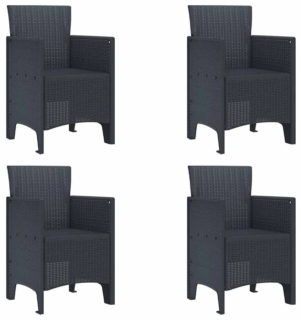 vidaXL Καρέκλα Κήπου 4 pcs Ανθρακί 53 x 49 x 85 εκ. PP