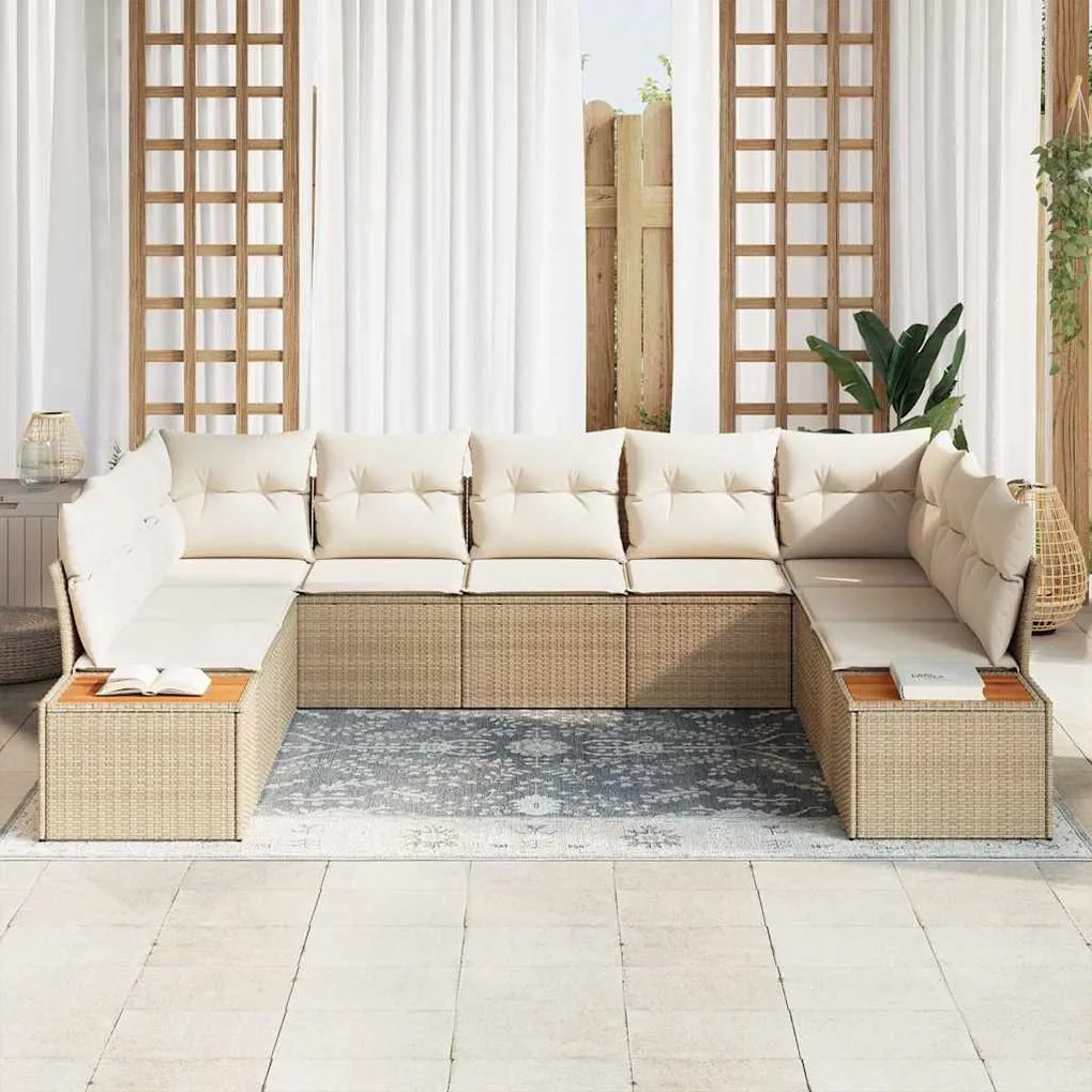 vidaXL Σετ Καναπέ Κήπου 5 pcs μπεζ και κρεμ 289 x 209 x 85 εκ