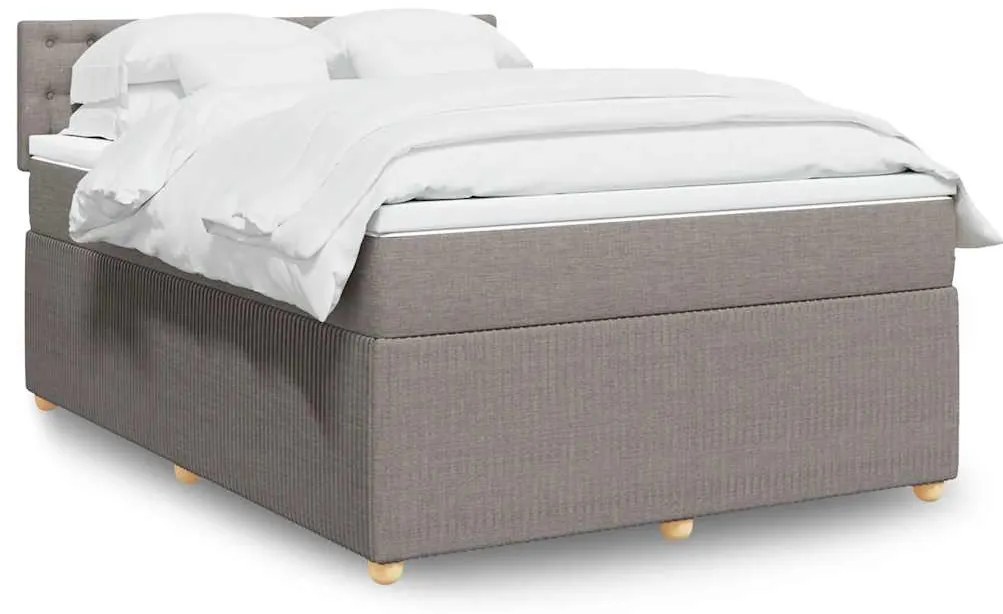 vidaXL Κρεβάτι Boxspring με Στρώμα Taupe 160x200 εκ. Υφασμάτινο