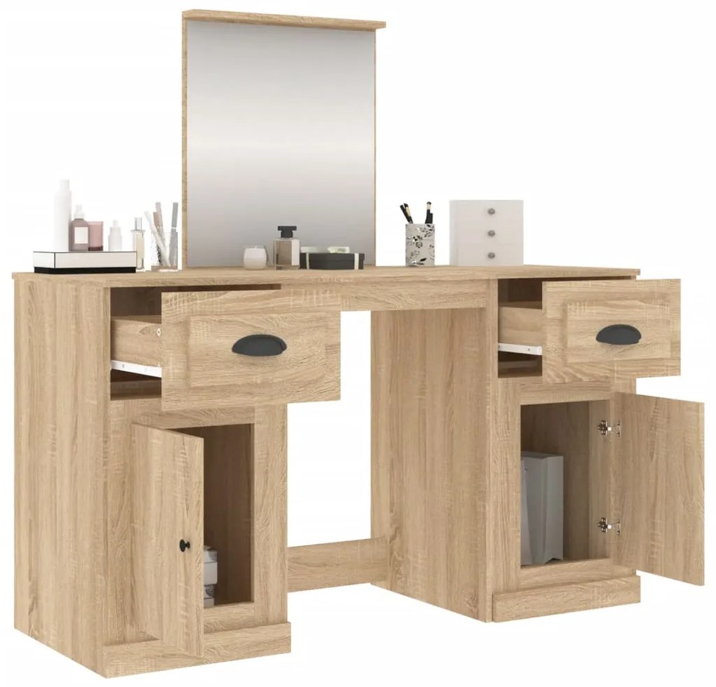 vidaXL Μπουντουάρ με Καθρέφτη Sonoma Δρυς 130x50x132,5 εκ.